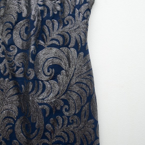 Adrianna Papell Navy and Silver Cocktail Dress - Picture 3 of 7